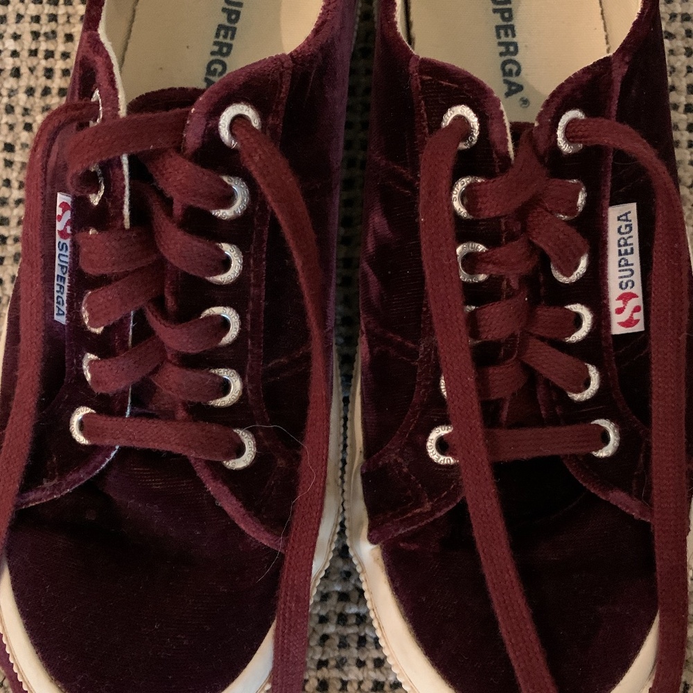 Superga Burgundy Velvet Sneakers - Picture 4 of 5
